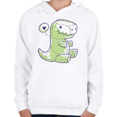PRINTFASHION Plüss dínó - Gyerek kapucnis pulóver - Fehér