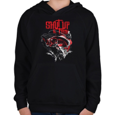 PRINTFASHION Pofa be és pecázz! - Gyerek kapucnis pulóver - Fekete gyerek pulóver, kardigán