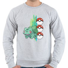 PRINTFASHION pokemon bulbasaur - Férfi pulóver - Sport szürke