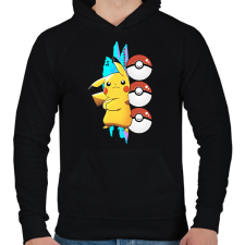 PRINTFASHION pokemon pikachu - Férfi kapucnis pulóver - Fekete férfi pulóver, kardigán