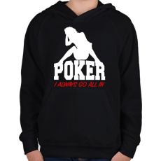PRINTFASHION Póker all in - Gyerek kapucnis pulóver - Fekete