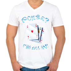 PRINTFASHION Póker - Férfi V-nyakú póló - Fehér