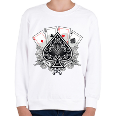 PRINTFASHION póker - Gyerek pulóver - Fehér
