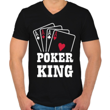 PRINTFASHION Póker king - Férfi V-nyakú póló - Fekete férfi póló