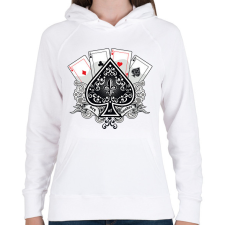 PRINTFASHION póker - Női kapucnis pulóver - Fehér női pulóver, kardigán