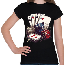 PRINTFASHION póker - Női póló - Fekete női póló