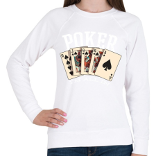PRINTFASHION Póker - Női pulóver - Fehér női pulóver, kardigán