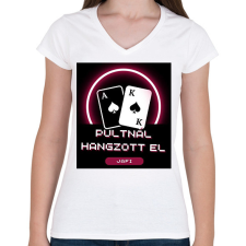 PRINTFASHION póker - Női V-nyakú póló - Fehér női póló