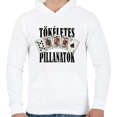 PRINTFASHION Póker Royal flush - tökéletes pillanatok - Férfi kapucnis pulóver - Fehér
