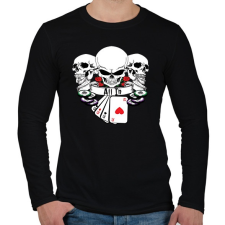 PRINTFASHION Poker Skulls - Férfi hosszú ujjú póló - Fekete férfi póló