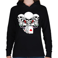 PRINTFASHION Poker Skulls - Női kapucnis pulóver - Fekete női pulóver, kardigán