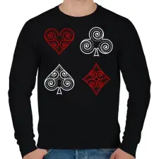 PRINTFASHION Póker szimbólumok - Férfi pulóver - Fekete férfi pulóver, kardigán