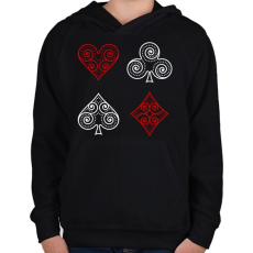PRINTFASHION Póker szimbólumok - Gyerek kapucnis pulóver - Fekete