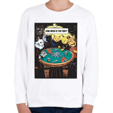 PRINTFASHION Pókerező macskák - Gyerek pulóver - Fehér gyerek pulóver, kardigán