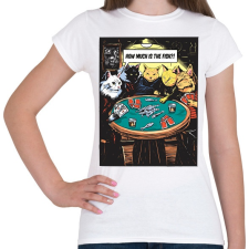 PRINTFASHION Pókerező macskák - Női póló - Fehér női póló