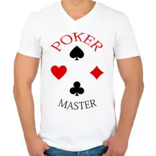 PRINTFASHION pokermaster_1 - Férfi V-nyakú póló - Fehér férfi póló