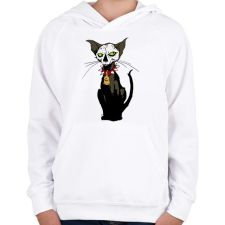 PRINTFASHION Pokoli cica - Gyerek kapucnis pulóver - Fehér gyerek pulóver, kardigán