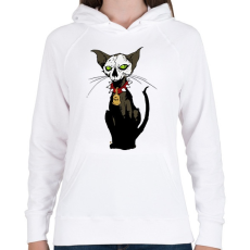 PRINTFASHION Pokoli cica - Női kapucnis pulóver - Fehér