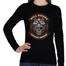 PRINTFASHION Pokoli motoros - Női hosszú ujjú póló - Fekete