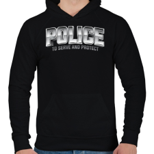 PRINTFASHION Police felirat - Férfi kapucnis pulóver - Fekete férfi pulóver, kardigán