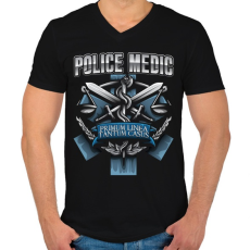 PRINTFASHION Police Medic - Férfi V-nyakú póló - Fekete