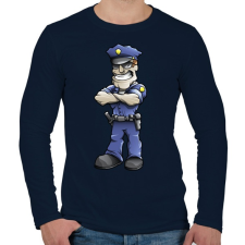 PRINTFASHION Policeman - Férfi hosszú ujjú póló - Sötétkék férfi póló