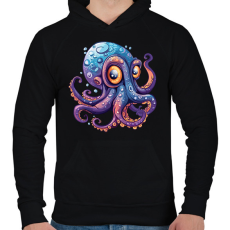 PRINTFASHION Polip  - Férfi kapucnis pulóver - Fekete