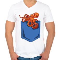 PRINTFASHION Polipos zseb - Férfi V-nyakú póló - Fehér