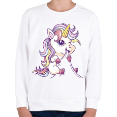 PRINTFASHION Póló rágó unikornis - Gyerek pulóver - Fehér