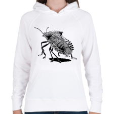 PRINTFASHION Poloska / Büdösbogár rajz - Női kapucnis pulóver - Fehér női pulóver, kardigán