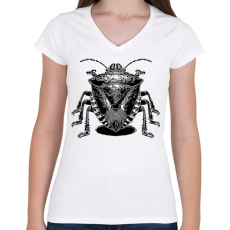 PRINTFASHION Poloska rajz - Női V-nyakú póló - Fehér