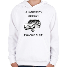 PRINTFASHION POLSKI FIAT - Gyerek kapucnis pulóver - Fehér gyerek pulóver, kardigán