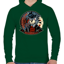 PRINTFASHION Pomádé macska - Férfi kapucnis pulóver - Sötétzöld férfi pulóver, kardigán