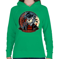 PRINTFASHION Pomádé macska - Női kapucnis pulóver - Zöld női pulóver, kardigán