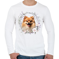PRINTFASHION pomerániai törpespicc virágokkal - Férfi hosszú ujjú póló - Fehér