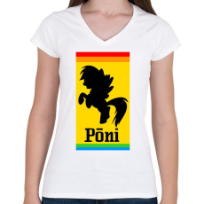PRINTFASHION Póni - Ferrari paródia - Női V-nyakú póló - Fehér