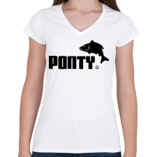 PRINTFASHION Ponty - Női V-nyakú póló - Fehér női póló
