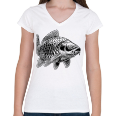 PRINTFASHION ponty - Női V-nyakú póló - Fehér
