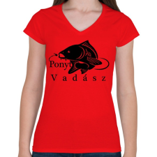 PRINTFASHION Ponty vadász - Női V-nyakú póló - Piros női póló