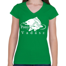 PRINTFASHION Ponyt vadászó - Női V-nyakú póló - Zöld