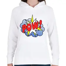 PRINTFASHION POOOOWWW - Női kapucnis pulóver - Fehér női pulóver, kardigán