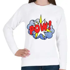 PRINTFASHION POOOOWWW - Női pulóver - Fehér női pulóver, kardigán