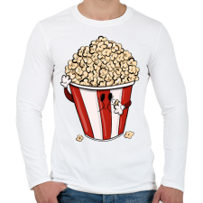 PRINTFASHION Popcorn - Férfi hosszú ujjú póló - Fehér férfi póló