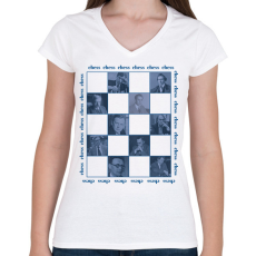 PRINTFASHION Popular chess players - Női V-nyakú póló - Fehér