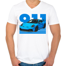 PRINTFASHION Porsche 911 - Férfi V-nyakú póló - Fehér