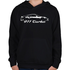PRINTFASHION Porsche 911 turbo - Gyerek kapucnis pulóver - Fekete gyerek pulóver, kardigán
