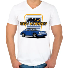 PRINTFASHION Porsche - Férfi V-nyakú póló - Fehér férfi póló