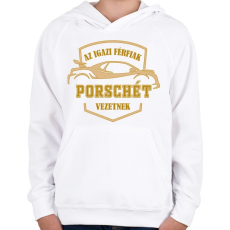 PRINTFASHION Porsche sofőr - Gyerek kapucnis pulóver - Fehér