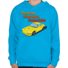 PRINTFASHION Porsche Szerelem Száguldás - Gyerek kapucnis pulóver - Azúrkék gyerek pulóver, kardigán