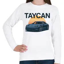 PRINTFASHION Porsche Taycan - Női pulóver - Fehér női pulóver, kardigán